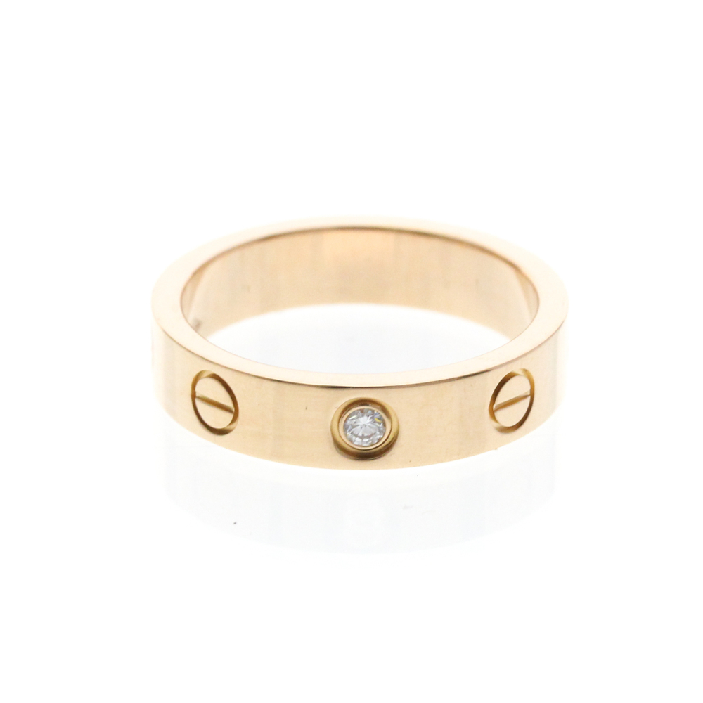 Cartier Love Wedding Band 1 Diamond 18K Rose Gold with Diamond
